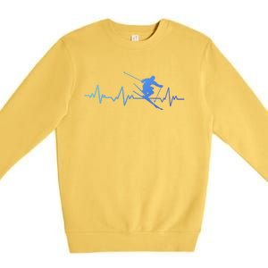 Ski Heartbeat Skiing Cool Gift Cute Gift Premium Crewneck Sweatshirt