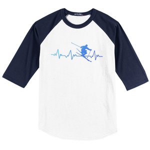 Ski Heartbeat Skiing Cool Gift Cute Gift Baseball Sleeve Shirt