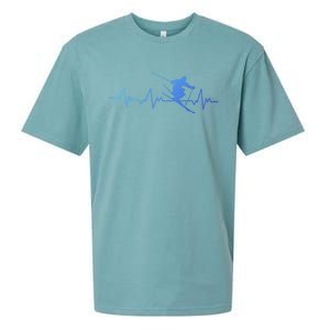 Ski Heartbeat Skiing Cool Gift Cute Gift Sueded Cloud Jersey T-Shirt