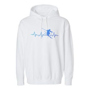 Ski Heartbeat Skiing Cool Gift Cute Gift Garment-Dyed Fleece Hoodie