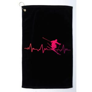 Ski Heartbeat Skiing Cool Gift Cute Gift Platinum Collection Golf Towel