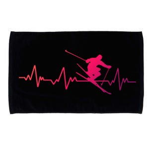 Ski Heartbeat Skiing Cool Gift Cute Gift Microfiber Hand Towel