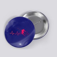 Ski Heartbeat Skiing Cool Gift Cute Gift Button