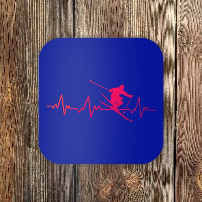 Ski Heartbeat Skiing Cool Gift Cute Gift Coaster