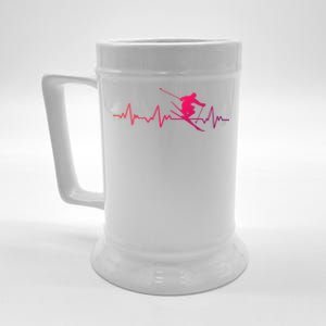 Ski Heartbeat Skiing Cool Gift Cute Gift Beer Stein