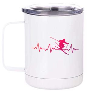 Ski Heartbeat Skiing Cool Gift Cute Gift 12 oz Stainless Steel Tumbler Cup