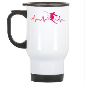 Ski Heartbeat Skiing Cool Gift Cute Gift Stainless Steel Travel Mug