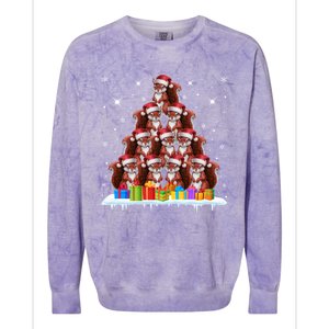 Santa Hat Squirrel Lovers Christmas Tree Gift Colorblast Crewneck Sweatshirt