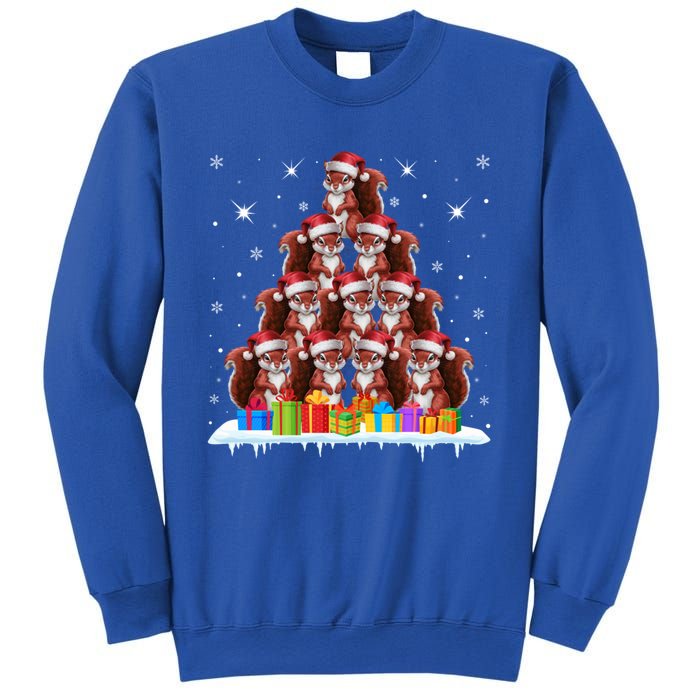 Santa Hat Squirrel Lovers Christmas Tree Gift Sweatshirt