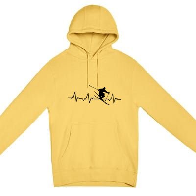 Ski Heartbeat Skiing Gift Cool Gift Premium Pullover Hoodie