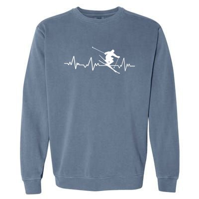 Ski Heartbeat Skiing Gift Cool Gift Garment-Dyed Sweatshirt