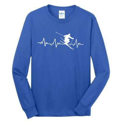 Ski Heartbeat Skiing Gift Cool Gift Tall Long Sleeve T-Shirt