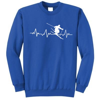 Ski Heartbeat Skiing Gift Cool Gift Tall Sweatshirt