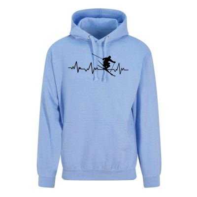 Ski Heartbeat Skiing Gift Cool Gift Unisex Surf Hoodie