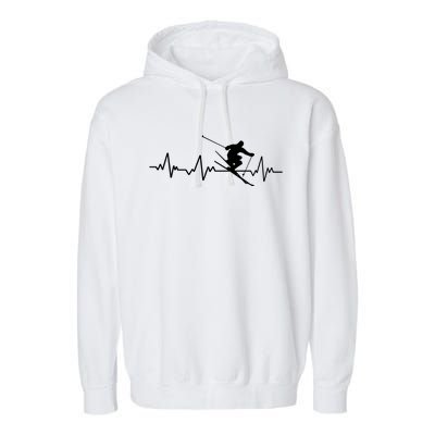 Ski Heartbeat Skiing Gift Cool Gift Garment-Dyed Fleece Hoodie