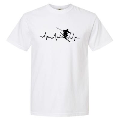 Ski Heartbeat Skiing Gift Cool Gift Garment-Dyed Heavyweight T-Shirt