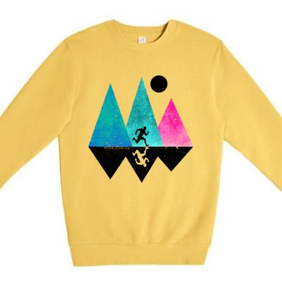 Sprinting Hobby Sports Nature Mountains Track And Field Cute Gift Premium Crewneck Sweatshirt