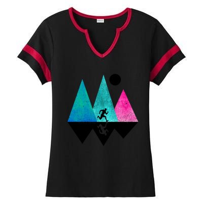 Sprinting Hobby Sports Nature Mountains Track And Field Cute Gift Ladies Halftime Notch Neck Tee