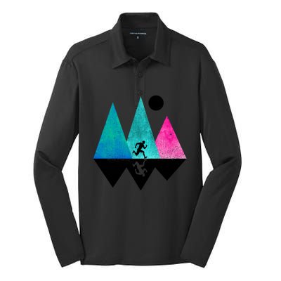 Sprinting Hobby Sports Nature Mountains Track And Field Cute Gift Silk Touch Performance Long Sleeve Polo