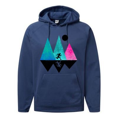 Sprinting Hobby Sports Nature Mountains Track And Field Cute Gift Performance Fleece Hoodie