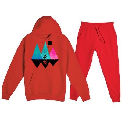 Sprinting Hobby Sports Nature Mountains Track And Field Cute Gift Premium Hooded Sweatsuit Set