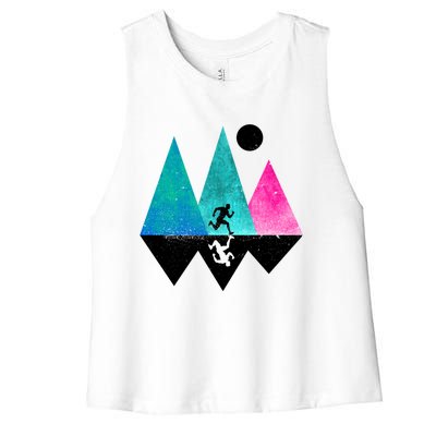 Sprinting Hobby Sports Nature Mountains Track And Field Cute Gift Women's Racerback Cropped Tank