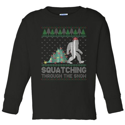 Sasquatch Holiday Sweater Festive Bigfoot Toddler Long Sleeve Shirt