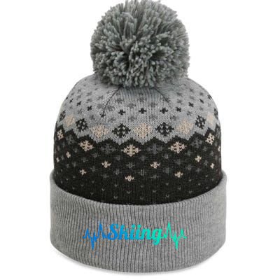 Ski Heartbeat Skiing Enthusiast Cute Gift The Baniff Cuffed Pom Beanie