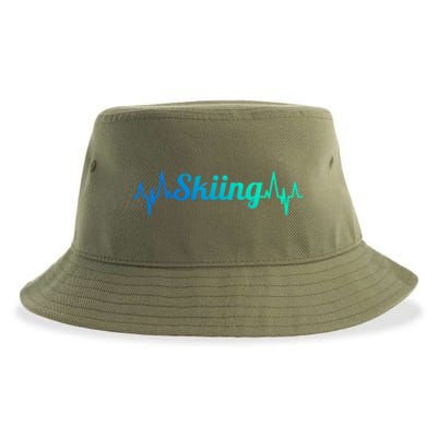 Ski Heartbeat Skiing Enthusiast Cute Gift Sustainable Bucket Hat