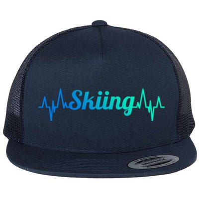 Ski Heartbeat Skiing Enthusiast Cute Gift Flat Bill Trucker Hat