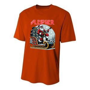 Sleigher Hail Santa Heavy Metal Christmas Rock Xmas Art Gift Youth Performance Sprint T-Shirt