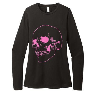 Spooky Halloween Skeleton Pastel Goth Soft Grunge Pink Skull Womens CVC Long Sleeve Shirt