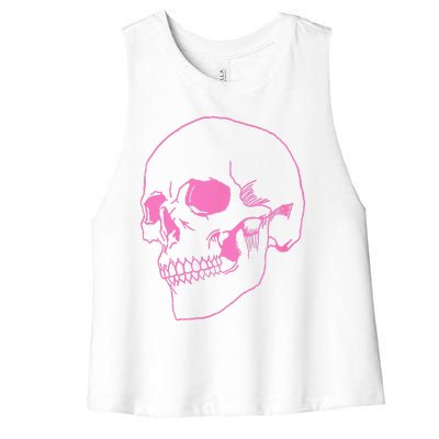 Spooky Halloween Skeleton Pastel Goth Soft Grunge Pink Skull Women's Racerback Cropped Tank