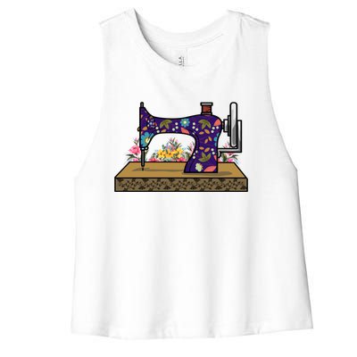 Sewing Handcraft Sew Tailor Gift Sewing Machine Seamstress Gift Women's Racerback Cropped Tank