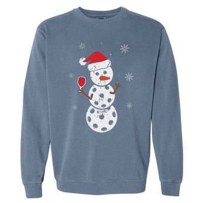 Santa Hat Snowman Gifts For Xmas Funny Pickleball Christmas Garment-Dyed Sweatshirt