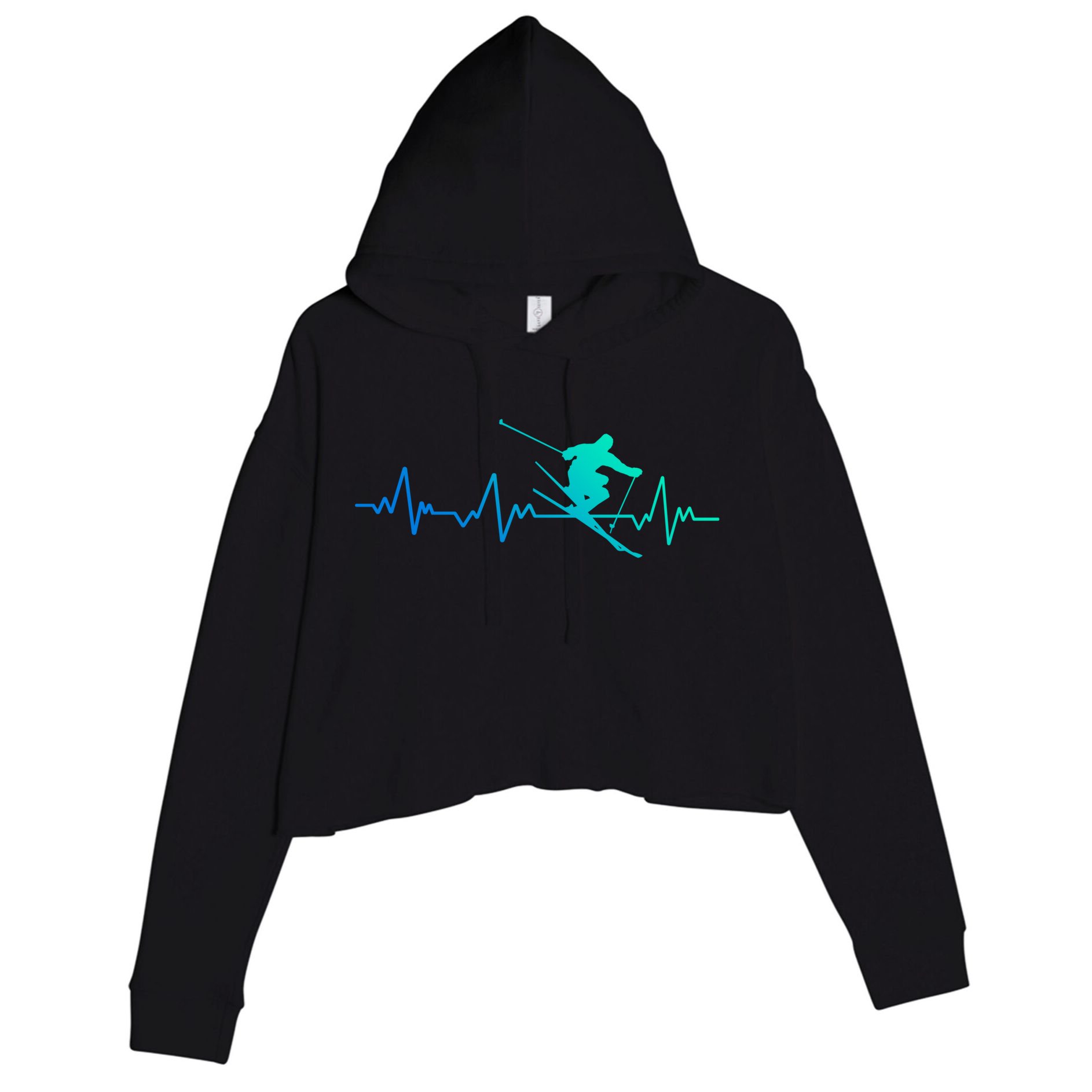 Ski Heartbeat Skiing Gift Meaningful Gift Crop Fleece Hoodie