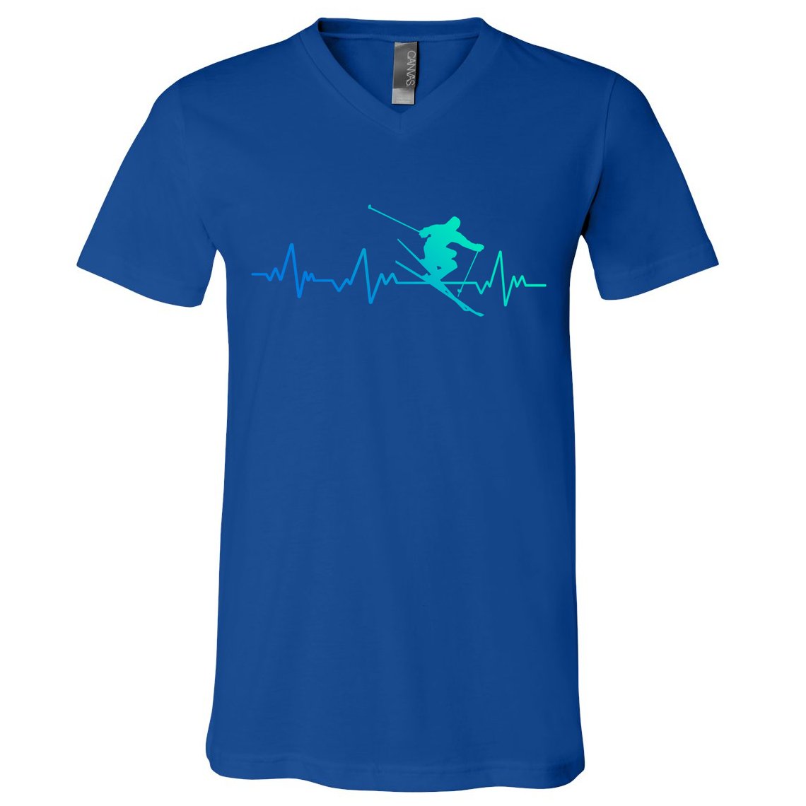 Ski Heartbeat Skiing Gift Meaningful Gift V-Neck T-Shirt
