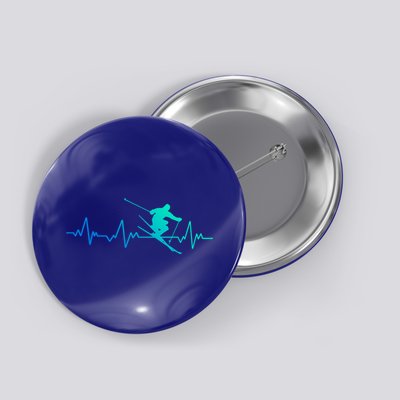 Ski Heartbeat Skiing Gift Meaningful Gift Button