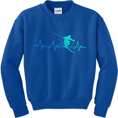 Ski Heartbeat Skiing Gift Meaningful Gift Kids Sweatshirt