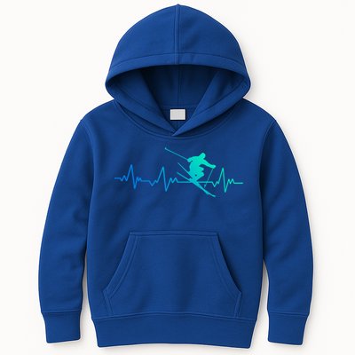 Ski Heartbeat Skiing Gift Meaningful Gift Kids Hoodie