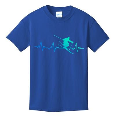 Ski Heartbeat Skiing Gift Meaningful Gift Kids T-Shirt