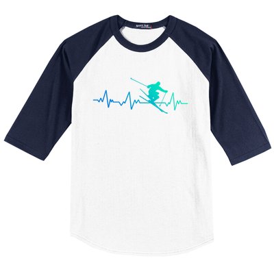 Ski Heartbeat Skiing Gift Meaningful Gift Baseball Sleeve Shirt