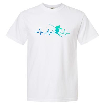 Ski Heartbeat Skiing Gift Meaningful Gift Garment-Dyed Heavyweight T-Shirt