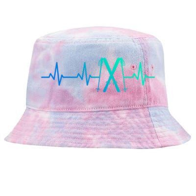 Skiing Heartbeat Skiing Enthusiast Gift Tie-Dyed Bucket Hat