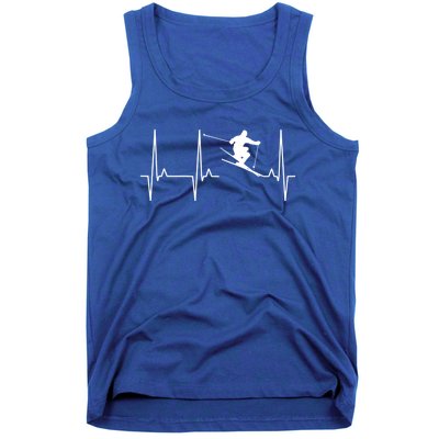 Ski Heartbeat Skiing Winter Snow Sports Skiers Players Art Gift Tank Top