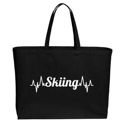 Skiing Heartbeat Skiing Teacher Winter Sports Gift Cotton Canvas Jumbo Tote