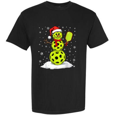 Santa Hat Snowman Xmas Funny Pickleball Lover Christmas Garment-Dyed Heavyweight T-Shirt