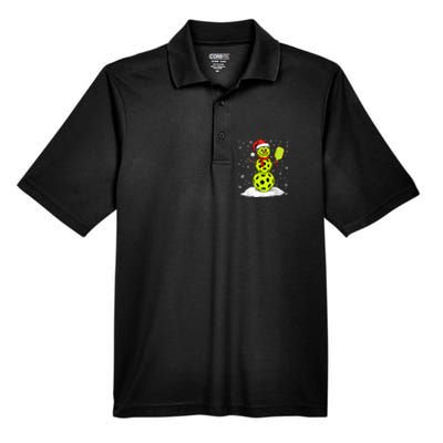 Santa Hat Snowman Xmas Funny Pickleball Lover Christmas Men's Origin Performance Piqué Polo