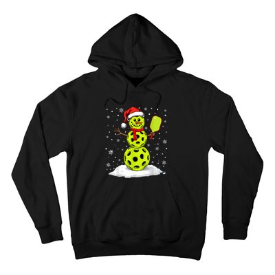 Santa Hat Snowman Xmas Funny Pickleball Lover Christmas Hoodie