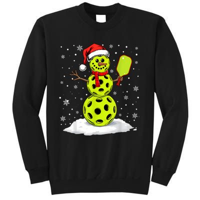 Santa Hat Snowman Xmas Funny Pickleball Lover Christmas Sweatshirt